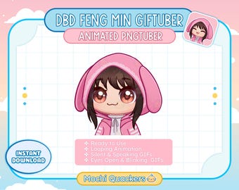 Animated Pink Bunny Feng Min PNGTuber | DBD Stream GIFTuber Avatar, veaodtube, Discord Reactive
