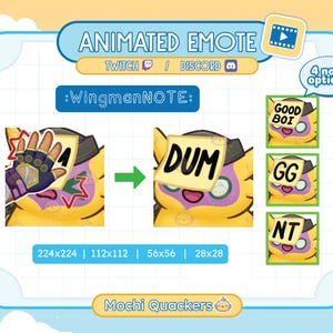Valorant Wingman DUM Animated Emote for Twitch, 4 note options; GG, NT, Good Boi | Sticky Note Emote, Gekko Twitch Emote & Discord Sticker
