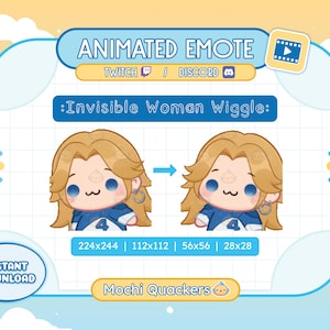 ANIMATED Emote | Invisible Woman Emote - Wiggle Emote for Twitch & Discord, 4 .gif sizes | Rivals Emote  Waddle Dance Silly Hype Alert