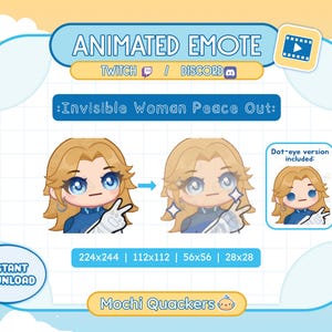 Emote ANIMADO Rivals / Emote Mujer Invisible - Paz, 4 tamaños de gif / Transmisión de Twitch y Discord / Lindo Meme Kawaii Chibi Adiós Desaparecer