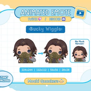 ANIMIERTES Emote | Rivals Bucky Emote - Wackeln | Twitch Emote & Discord Chat Emoji | Wintersoldat Süsser Silly Hype Dance Alarm Chibi