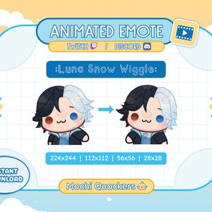 Rivals ANIMATED Emote | Luna Snow Wiggle Emote for Twitch Stream & Discord, 4 gif sizes | Cute Kawaii Chibi Luna Waddle Dance Hype Alert