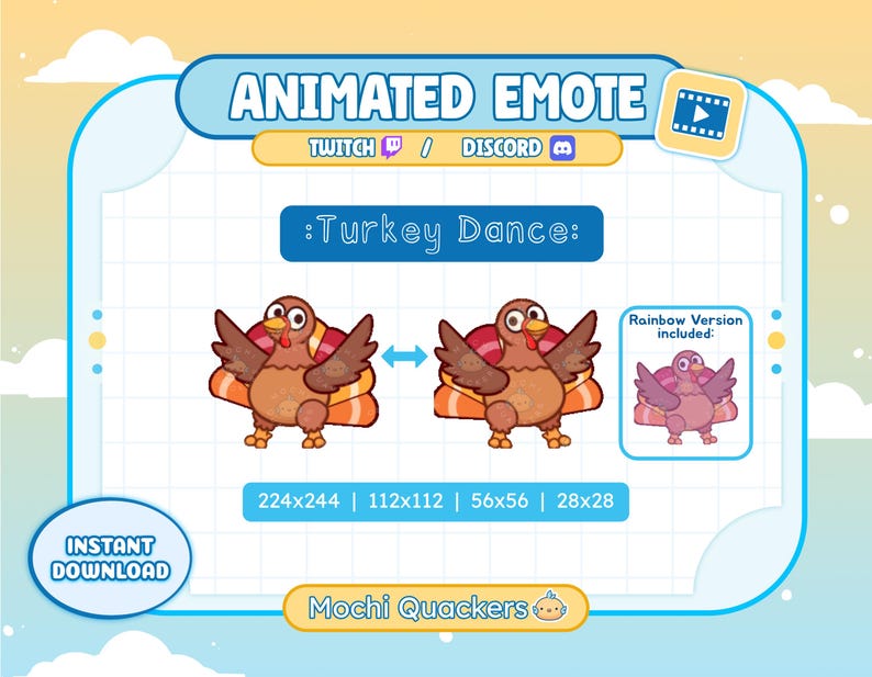 ANIMATED Emote | Turkey Dance Emote | Rave Party Thanksgiving Emoji for ...