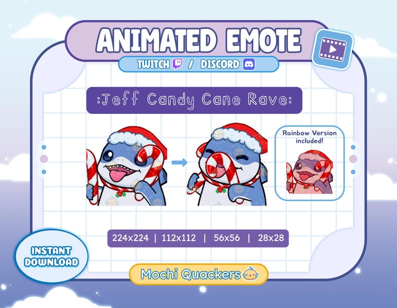 ANIMATED Emote | Christmas Jeff Candy Cane - Rave Emote | Land Shark ...