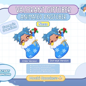 Weihnachten ANIMIERTE PNGTUBER | Valorant Neon GIFTuber für Streamen, Ready to Use für Twitch + OBS | Winter Weihnachten Urlaub Dekoration Peeker