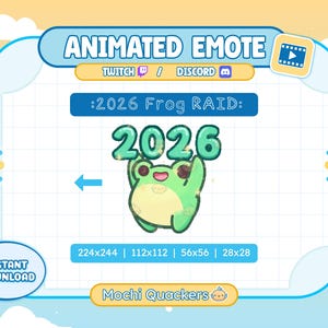 ANIMATED Emote | 2026 New Year Emote - Frog RAID | Fireworks Emoji Twitch & Discord (GIF)