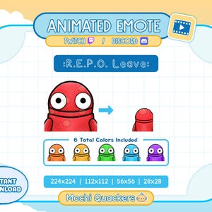 R.E.P.O. Game ANIMATED Emote | REPO Leave Emote for Twitch Stream & Discord Emoji | Funny Awkward Stare Bye Peace Out Meme Alert Goodbye