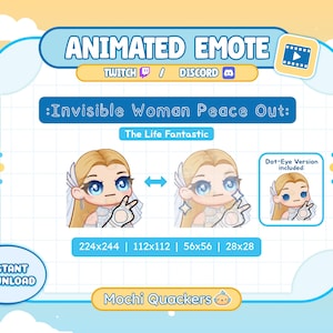Animated Emote - Waifu Invisible Woman Peace Out | Cya, Bye Meme Emoji, Twitch & Discord