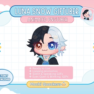 GEANIMEERDE PNGTuber | Luna Snow GIFTuber voor streaming, klaar voor gebruik voor Twitch en OBS | veadotube Cute Kawaii Rivals Luna Chibi-avatarmodel