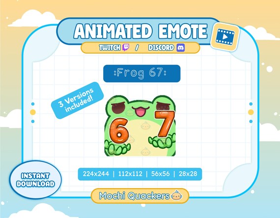 Animated Emotes - Green Frog 67 Emote (3 Versions) | Six Seven Meme, Twitch & Discord Emoji