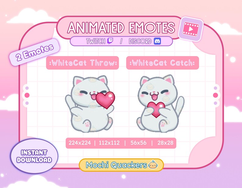 Animated Emotes | White Cat Heart Throw & Catch | Matching Profile Icon ...