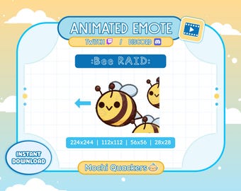ANIMIERTES Emote - Gelbe Biene Raid | Honighummel Emoji, Twitch Stream & Discord (4 Gif Größen)