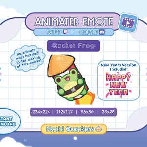 ANIMERAD Emote | Raketgroda-emoji för Twitch och Discord | Gott Nytt År Fyrverkerier-emoji