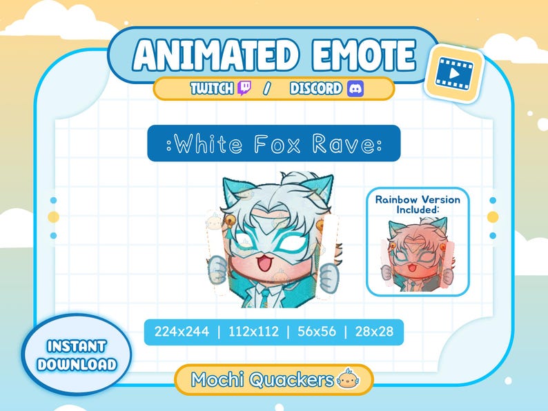 Animated Emote | Rivals White Fox Rave Emote | Twitch Hype Alert ...
