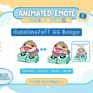 ANIMATED Emote | Sunshine Jeff - GG Emote for Twitch Stream & Discord Emoji, 4 gif sizes | Cute Summer Jeff the Land Shark Skin Good Game