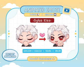 ANIMATED EMOTE | Sylus Kiss Emote for Twitch & Discord, Includes 4 .gif sizes, Love and Deepspace Emote, Blow Kiss Emote, Smooch Emote