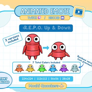 ANIMATED REPO Emote | R.E.P.O. Game - Up Down Emote for Twitch Stream & Discord Emoji 4 gif sizes | Pop Up Dance Crouch Hype Rave Alert Meme