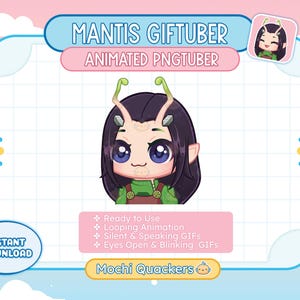 PNGTuber animado | Rivals Mantis para streaming, GIFTuber pronto para uso para Twitch Stream e OBS | veado tube gif Modelo Cute Chibi Avatar