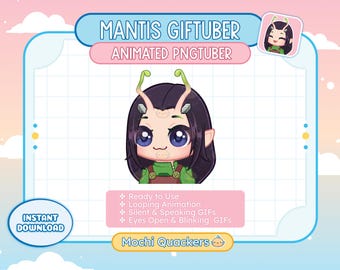 Animated PNGTuber | Rivals Mantis for Streaming, Ready to Use GIFTuber for Twitch Stream and OBS | veado tube gif Model Cute Chibi Avatar