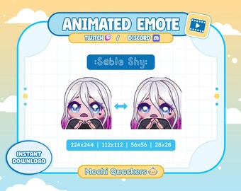 ANIMATED Emote | DBD Sable Shy Emote for Twitch & Discord Emoji, 4 gif sizes | Dead by Daylight Sable Ward Chibi UwU Finger Touch Nervous