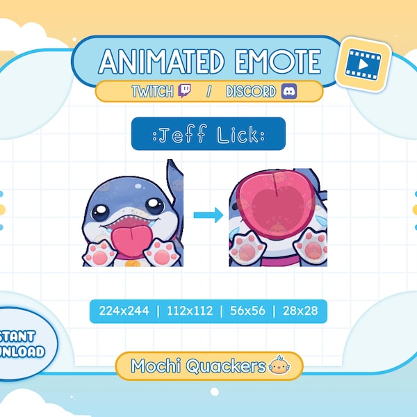 Emote animado - Rivals Jeff the Land Shark Lamer / Landshark, Emoji de beso, Servidores de Twitch y Discord