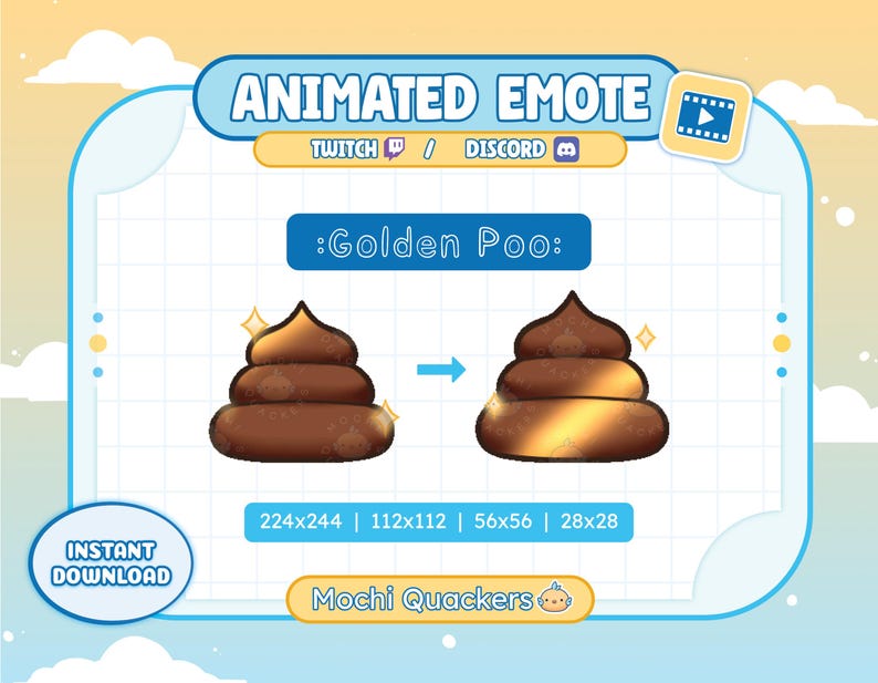 Animated Emote - Shiny Golden Poo | Twitch & Discord Funny Poop Emoji ...
