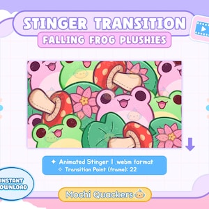 Transición de Stinger - Peluches de rana que caen / Twitch, YouTube, Superposición de transmisiones Kawaii
