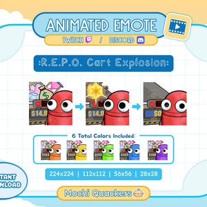 ANIMIERTES Emote | REPO Cart Explosion für Twitch Stream & Discord Emoji, 4 Gif Größen | R.E.P.O. Wertsachen Lustiges Chaos Spiel Stare Meme Alarm