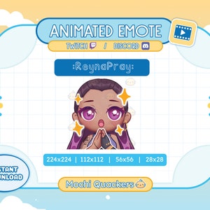 EMOCIÓN ANIMADA DE VALORANT / Emote de súplica de Reyna para Twitch y Discord, 4 tamaños de gif / Emoji de Chibi Pray Prayge Plead Please