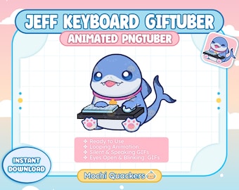 Animated PNGTuber - Jeff Keyboard GIFTuber | Ready-to-Use veadotube, Land Shark Model, Discord Reactive, Twitch Gamer
