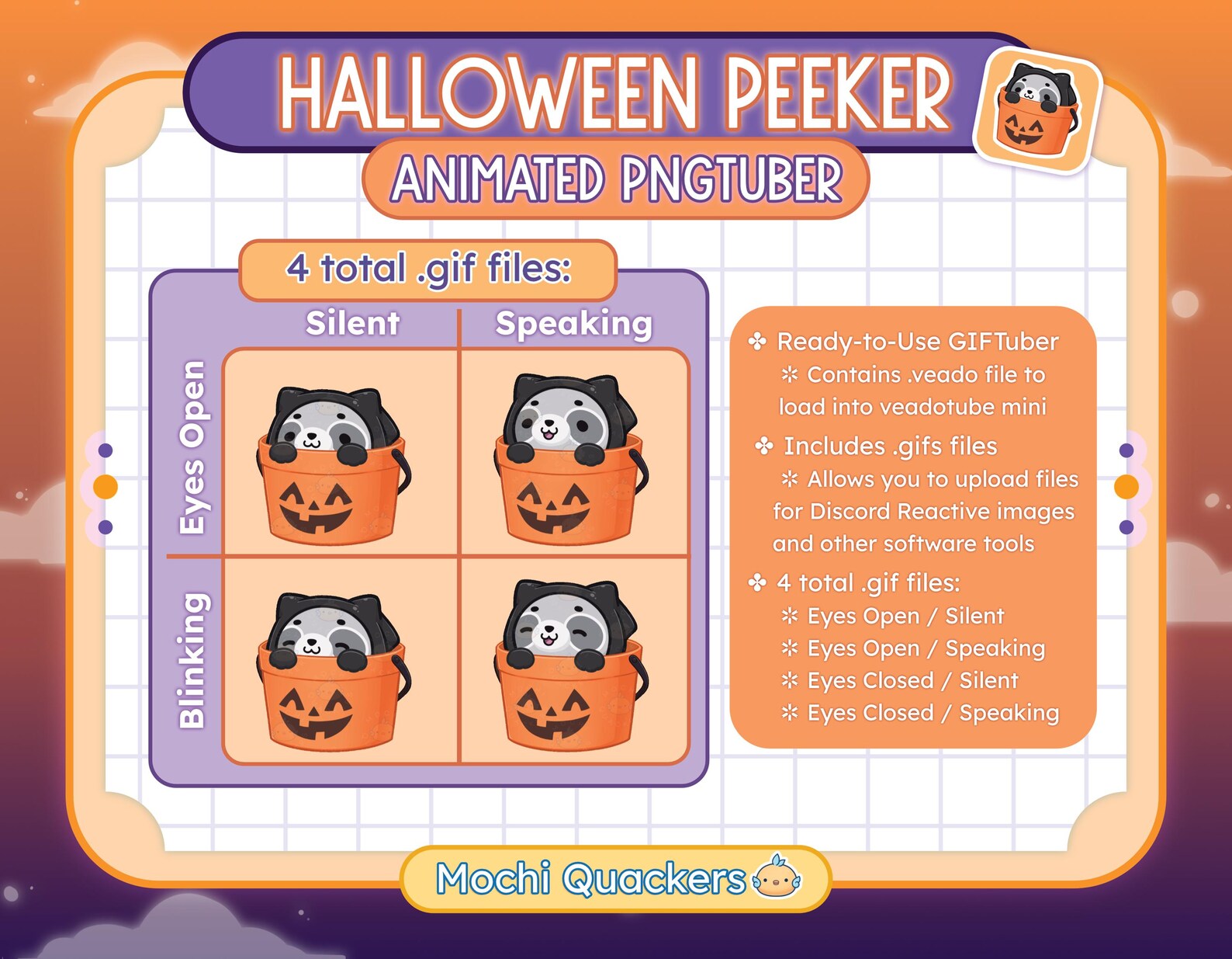 Racoon Reeper Halloween ANIMATED Pngtuber | Grim Reaper Raccoon PNG Model | Ready-to ...