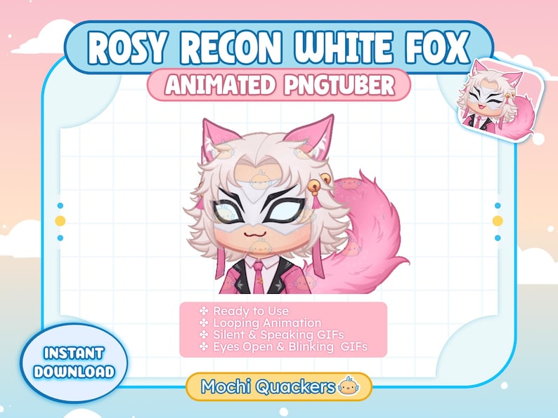 Animated Pngtuber - Rivals White Fox Pngtuber (pink Recolor) | Ready-to ...