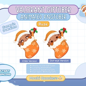 Urlaub ANIMIERTE PNGTuber | Valorant Christmas Shae GIFTuber für Livestreaming, sofort einsatzbereit auf Twitch | Weihnachtsstrumpf Winter-Bach Dekoration