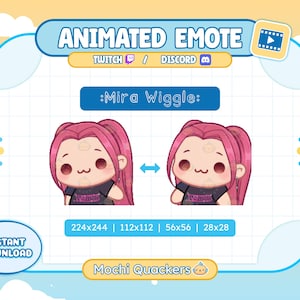 ANIMATED Emote | Kpop Demon Hunters Mira Wiggle Emote | Twitch Stream & Discord Chat, 4 gif sizes | KPDH Huntrix Chibi K-pop Dance Emoji