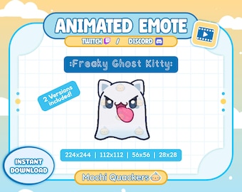 ANIMERAD Emote - Freaky Ghost Kitty | Twitch & Discord, Viggling Cat Tongue Meme, Halloween, Spöklik Emoji