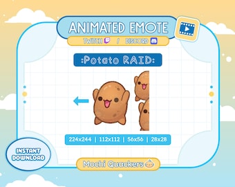 Animated Emote | Potato RAID Emote | Funny Emoji Alert, Twitch Stream & Discord