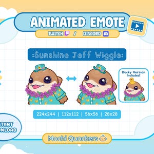 ANIMATED Emote | Jeff Wiggle Emote | Jeff Sunshine Skin | Twitch & Discord Emoji, 4 gif sizes | Cute Summer Rivals Land Shark Dance Duck