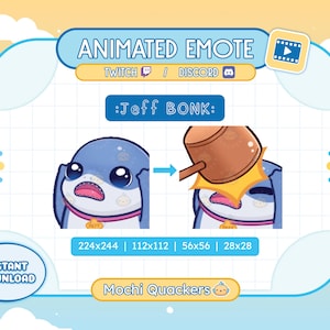ANIMATED Emote | Rivals Jeff the Shark Bonk Emote for Twitch & Discord, 4 gif sizes | Jeff Bonk Emote Ban Hammer Stream Alert
