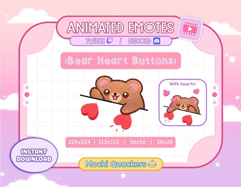 Valentines Animated Teddy Bear Emote - Brown Bear Bongo Hearts for ...