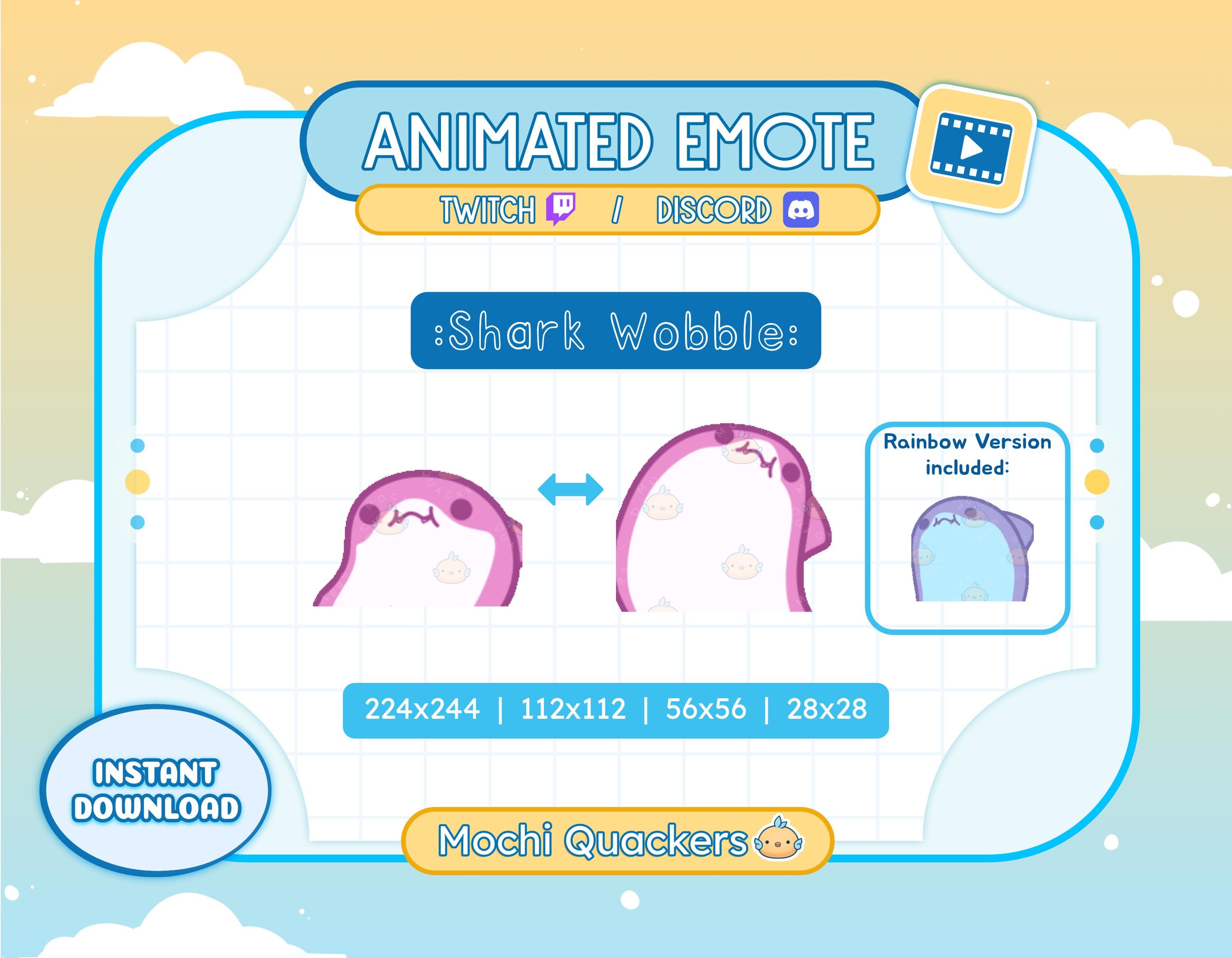 Animated Emote | Pink Shark Wobble Dance | Rainbow Rave Hype Alert for Twitch & Discord Emoji
