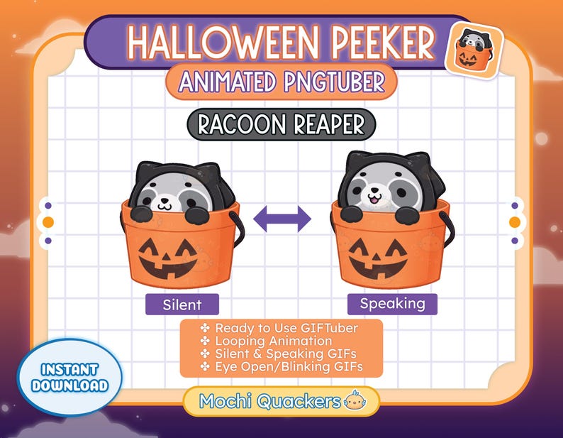 Racoon Reeper Halloween ANIMATED Pngtuber | Grim Reaper Raccoon PNG Model | Ready-to ...