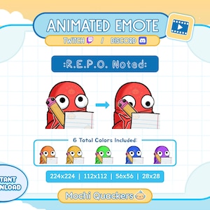 R.E.P.O. ANIMATED Emote | REPO Noted Emote for Twitch Stream & Discord Emoji, 4 gif sizes | Funny Take Notes Nerd Game Meme Streaming Alert
