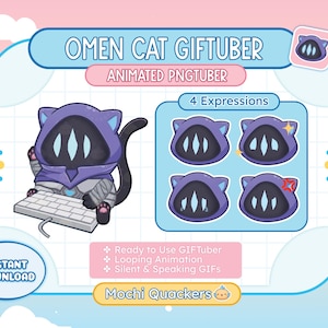 Valorant Omen Animierter PNGTuber zum Streamen, 4 Ausdrücke! | Gebrauchsfertiger GIFTuber, Katze Kätzchen Stream Haustier, Twitch, Omen Katze, Vtuber, OBS