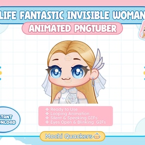Animated PNGTuber | Invisible Woman Life Fantastic PNG Tuber | veadotube Discord Reactive Image Twitch Chibi GIFTuber Rivals Waifu Sue Storm