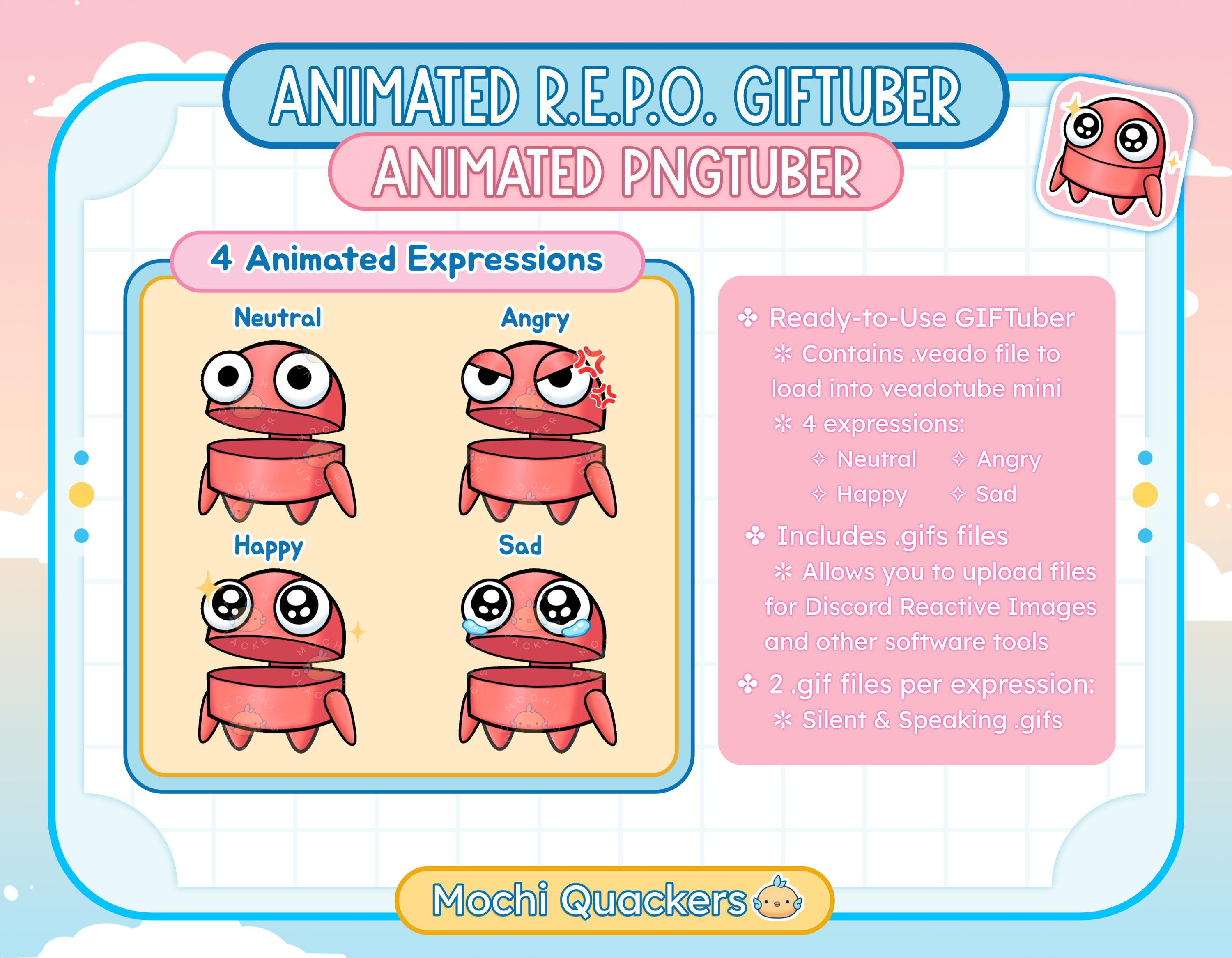 Peach Bot Animated Pngtuber | Peach R.E.P.O. Bot Avatar | 4 Expressions, Ready-to ...