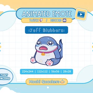 ANIMATED Rivals Emote | Jeff the Land Shark Blubbers Emote for Twitch Stream & Discord, 4 gif sizes | Cute Jeff Emote Pepe Cry Sad Sob Whine