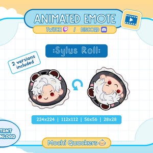 ANIMATED EMOTE | Sylus Emote - Rolling | Twitch Stream & Discord Emoji 4 gif sizes | Silly Spin Chibi Love and Deepspace Mephisto Spinning