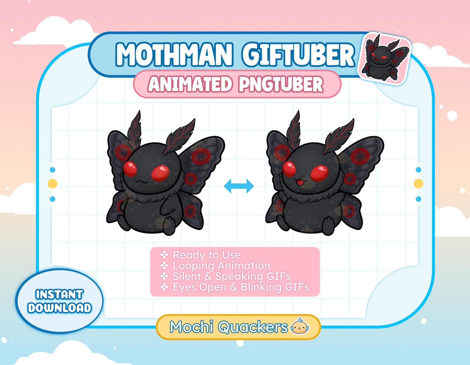 Animated Mothman Pngtuber | Cryptid PNG Tuber, Twitch Giftuber ...