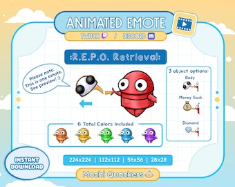 R.E.P.O. Game ANIMATED Emote | REPO Emote - Retrieval for Twitch Stream & Discord Emoji | Funny REPO Grab Body Diamond Money Emote Bundle