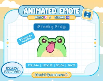 ANIMATED Emote - Freaky Frog Emote | Twitch & Discord, Wiggling Cat Tongue Meme, Green Froggy Emoji
